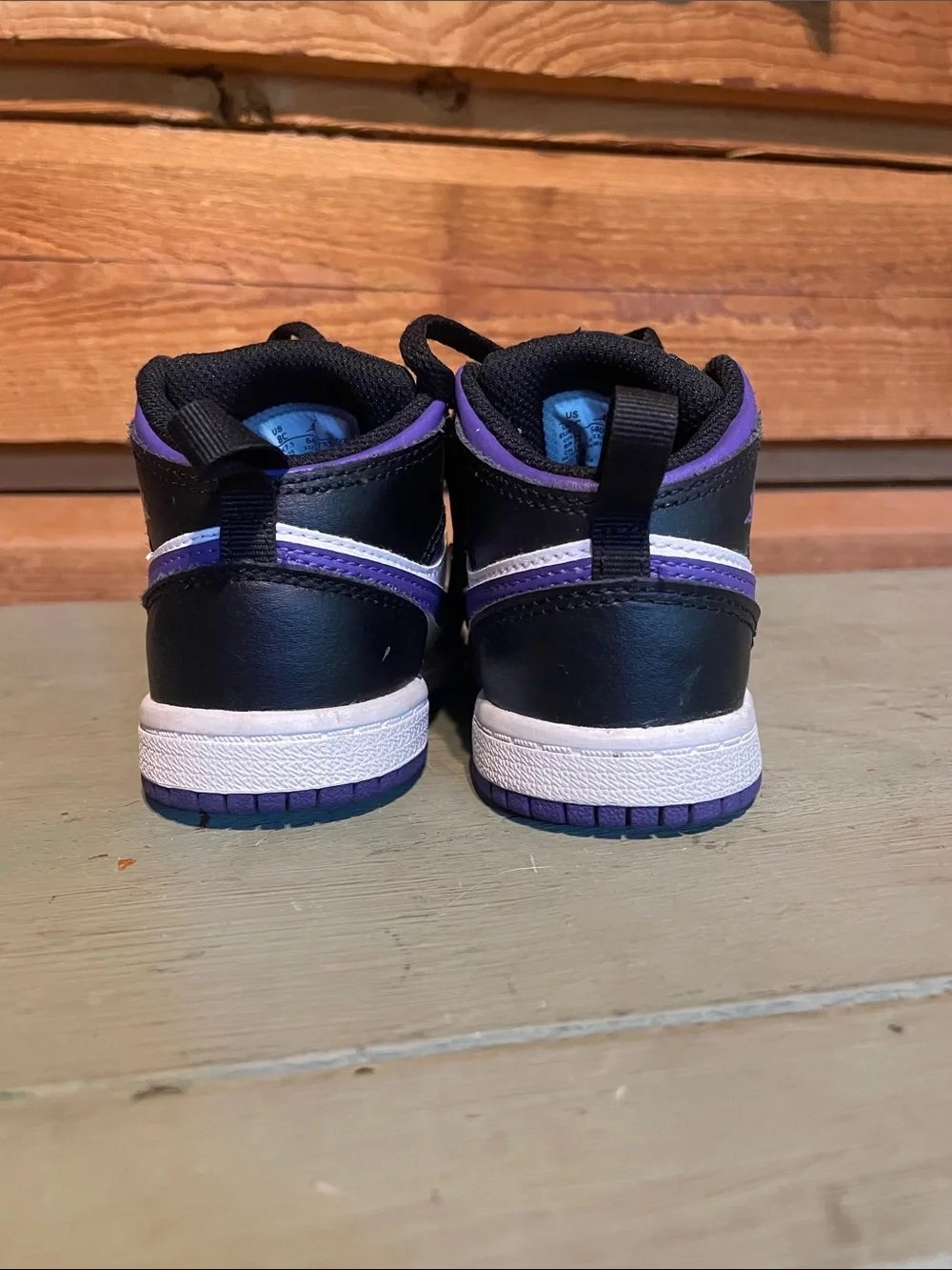 Nike Kids Black White Purple High-Top Sneakers (Toddler)